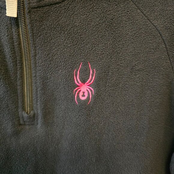 SPYDER WOMENS BLACK FLEECE PULLOVER  ZIP T NECK LONG SLEEVE SIZE XL NEON - Picture 3 of 10